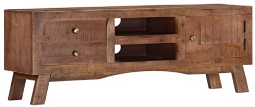 vidaXL Raues Mangoholz TV Schrank Rustikal Lowboard TV Möbel Tisch Board Sideboard Fernsehtisch Fernsehschrank HiFi-Schrank 110x30x40cm