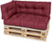 TexDeko® Garden Palettenkissen 120x80x18cm wasserabweisend UV - beständig In- & Outdoor Premium Sitzkissen gesteppt Palettenauflage für Europaletten (3-TLG Set, Bordeaux)