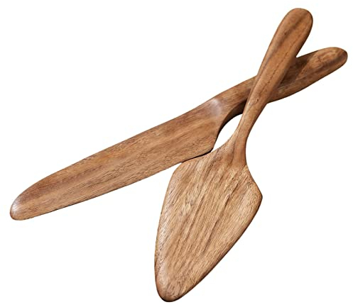 Pelle à gâteau en bois, ensemble d'emporte-pièces rustiques et de service en bois, cadeau pour anniversaire de mariage