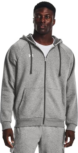 Under Armour Men's Rival Fleece Fz Hoodie, (025) Castlerock Light Heather / / White, 4XL Tall