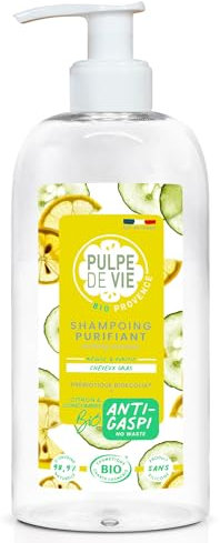 Pulpe de Vie - Shampooing Purifiant Certifié BIO Sorbet Givré XL 400ml - Anti-gaspi ! Citron - Ingrédients Naturels et Respecteux - Purifie et Assainit les Cheveux Gras