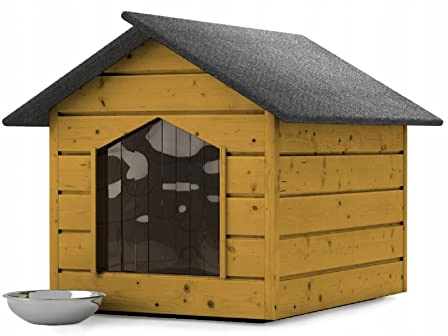 Hundehütte Hundehaus Outdoor Katzenhaus Höhle Winterfest Isoliert Holz 116x90x82 cm XL (Kieferfarbe #E08981)