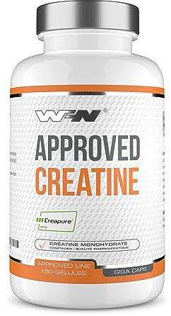 WFN Approved Creatine Caps - Creapure - 180 Kreatin Kapseln - Hochdosierte Giga Caps - Pures Creatin Monohydrat - Vegan - 60 Portionen - Ohne Zusätze - Produziert in Deutschland