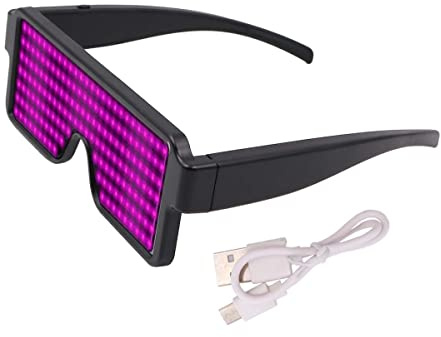 Namvo LED-Brille, USB-Ladebrille, wiederaufladbar, mit LED-Anzeige, für Nachtclub, Weihnachten, Geburtstagsfeierzubeh?r (Rosa)