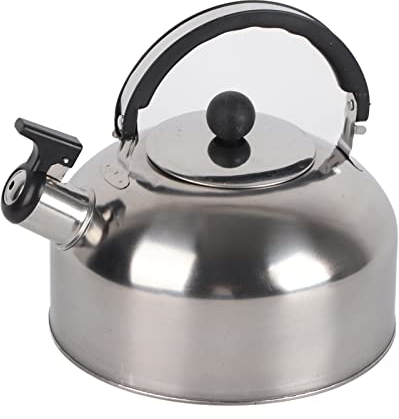 Srliya Bouilloire à thé Sifflante 3L Durable en Acier Inoxydable Sifflant Camping Bouteille Bouilloire Légère pour Camping Voyages Randonnée Cuisine Barbecue Festival (Couleur INOX)