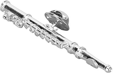 Silberne Flötenbrosche Miniatur-Musikinstrument-Revers-Brosche mit Rotem, Samtgefüttertem Instrumentenkoffer
