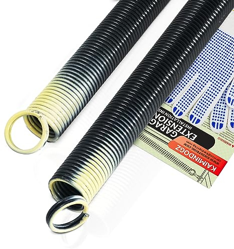Paire de ressorts d'extension robustes pour porte de garage de 45,4 kg, 63,5 cm de long, extrémités à double boucle, électrophorèse haute précision, revêtement noir, min 16 000 cycles, pour