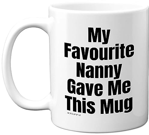 Funny Birthday Mug for Grandson Granddaughter - My Favourite Nanny - Novelty Joke Present for Granddaughter Grandson from Nanny Nan Gift Gifts Christmas 11oz Ceramic Dishwasher Safe Coffee Mugs Cup