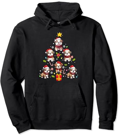 American Bulldog Dekofigur „Merry Christmas“ für Hunde Pullover Hoodie