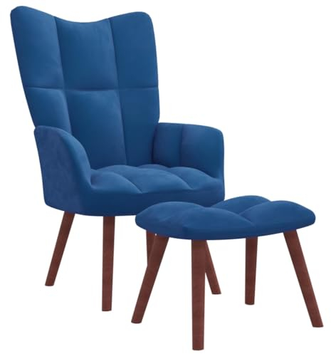 DYRJDJWIDHW Sessel,stillsessel,schaukelstuhl Wohnzimmer,Relaxsessel mit Hocker Blau Samtpapasansessel,relaxliege,Rocking Chair,stillstuhl,