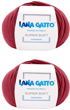 Strickgarn 100% Reine Merino-Schurwolle Extra-Fine, line Super Soft von Lana Gatto Made in Italy, hochwertiges Garn zum Häkeln und Handstricken, 100g 250 Meter, (Rot - 12246, 2)