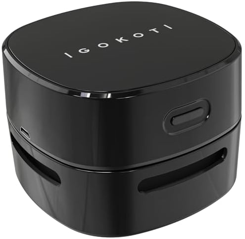 IGOKOTI USB Rechargeable Table Vacuum Cleaner, Portable Wireless Mini Vacuum, Strong Suction, Low Noise, Black