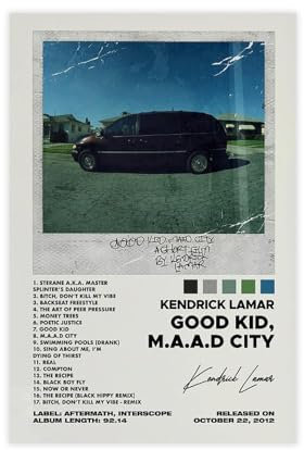 Yeepi Kendrick Lamar Good Kid, M.A.A.D CITY Albumcover-Poster - Rapper, Leinwand, Schlafzimmer-Dekor, Sportlandschaft, Büro, Raumdekoration, Geschenk - Ungerahmt, 30 x 45 cm
