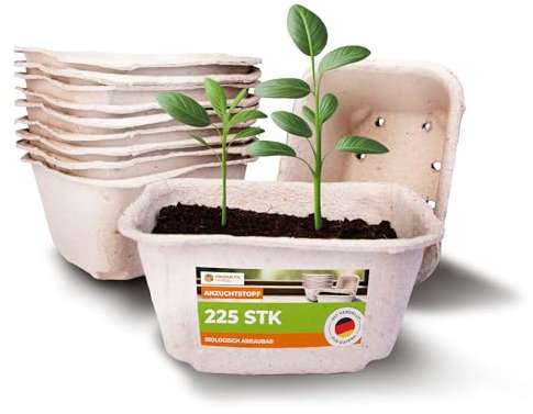 Produktiv Handel Anzuchttöpfe eckig 225 Stück | torffrei und biologisch abbaubar | Pflanztöpfe für Pflanzen Anzucht ohne Pikieren | Anzuchtschale aus Holzfasern