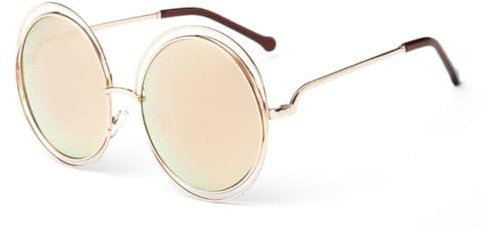 HPIRME Vintage Round Big Size Oversized lens Mirror Sunglasses Women Metal Frame Lady Sun Glasses,10,Gold,Pink,one size