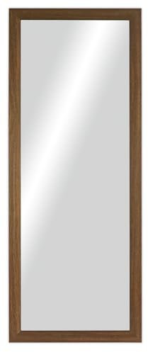 CHELY INTERMARKET MOD128 Espejo Pared Vertical Decorativo Grande Estilo Moderno Marco Madera Cuerpo Entero Elegante 30x130 cm Nogal Ideal Recibidor Dormitorio Baño Incluye Kit Montaje