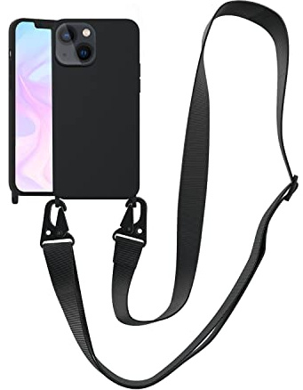 VooDirop Compatible with iPhone 6 6S 7 8 Case, iPhone SE 3 2022/ iPhone SE 2 2020 Case with Lanyard Crossbody iPhone Case with Strap Adjustable Silicone Phone Cover for iPhone Black