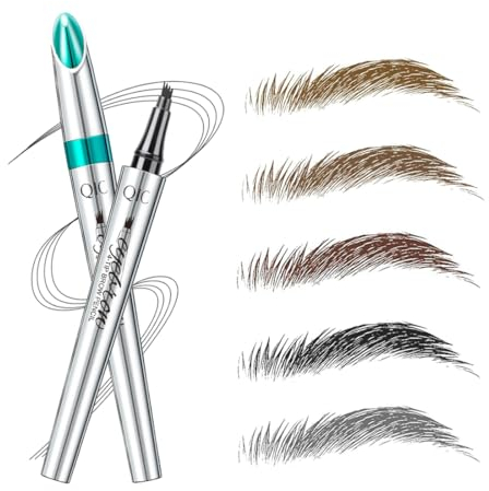 5 Farben flüssig Härchenzeichnung Augenbrauenstift mit Micro-Fork-Spitze, natürlich Microblading Effekt für undichte Augenbrauen (#3 Rotbraun)