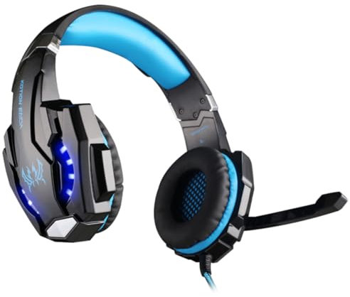 KONTONTY Cuffie Gaming Con Illuminazione Led Cuffie Per Videogiochi Con Microfono e Comfort Ottimale Per Computer e Console Nero Blu Con Cavo