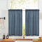 Vangao Nautische Scheibengardinen Küche Gestreifte Leinenoptik Gardinen,Kurzer Vorhang Modern Boho Küchenvorhang,Lichtfilterung Fenstergardinen für Wohnzimmer Badezimmer 65Bx90H(cm) 2er Set Blau