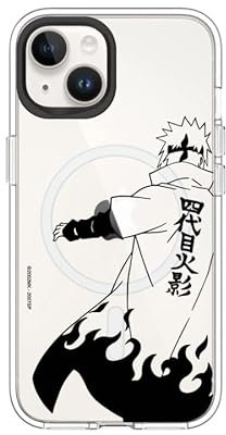 RhinoShield Clear Case kompatibel mit MagSafe für [iPhone 14/13]|Überragende Magnetstärke, Vergilbungsresistenz, Kristallklar, optimaler Schutz - Schwarz Kamera-Ring [Naruto/Skizze - Minato]