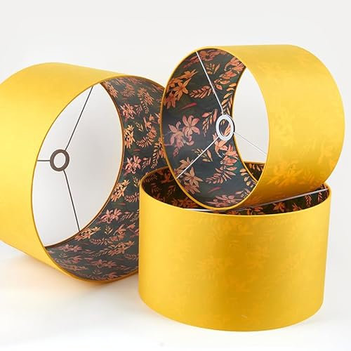Zeitgenössischer Trommel-Lampenschirm 50 cm Gelb für Tisch-, Steh- und Pendelleuchten, für Wohnzimmer und Schlafzimmer, E27 E14 max. 60 Watt von Stella & Mag Creative