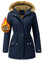 UMIPUBO Cappotto Giubbotto Donna Invernale Parka Giacca Caldo Cappotti Imbottita con Cappuccio Rimovibile Antivento Media Lugghezza Impermeabile Giubbino in pile Outdoor (Marina Militare, S)