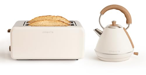 CREATE/PACK TOAST RETRO XL + KETTLE RETRO M/Toaster Cremeweiß mit Wasserkocher Cremeweiß/Wasserkocher 1L