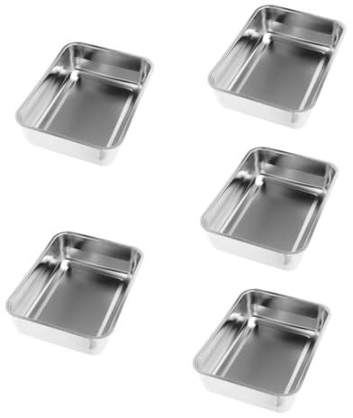 Amosfun 5st Backgeschirr Obsttablett Flache Pfanne Dampftöpfe Zum Kochen Bratform Für Öfen Keks-backblech Essenstablett Aus Metall Rechteckiger Bräter Rostfreies Tablett Edelstahl 304