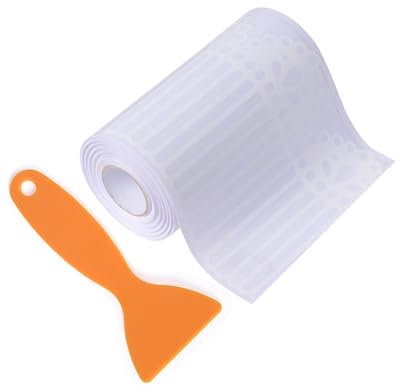 FBBULES PVC Transparent Wallpaper Border White Lace Self Adhesive Wall Border Decorative Sticker for Shop Display Window Mirror Bathroom (Fence)