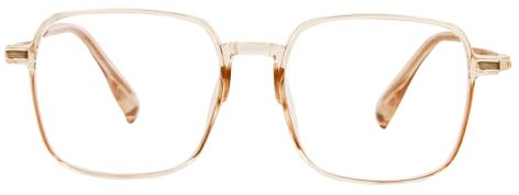 Cncedi Oversized Reading Glasses +1.50, Large Frame Square Anti Eyestrain Blue Light Blocking Glasses for Women TV Phone Computer Book (Crystal Brown)