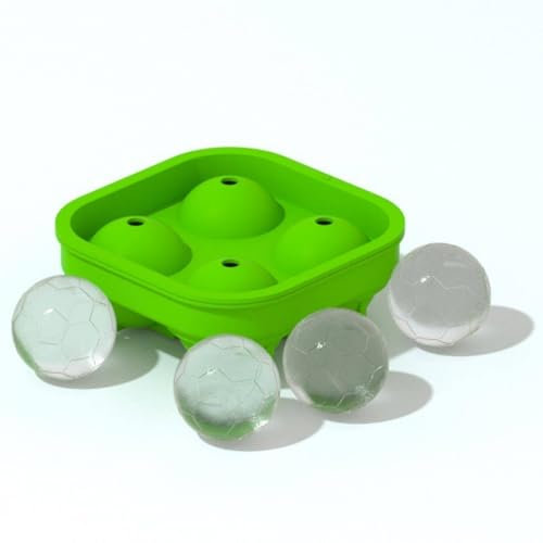 BZVCRTYKL Form, Silikon-Eisformen mit 6 Gittern aus Fußball-Eisbällen, kreative Eisform zur Herstellung von Eisfußball und Basketball oder Kuchen/358(Football Green)