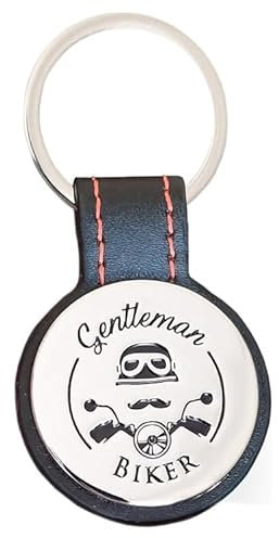 Jolis Papiers Porte clés Moto Rond Simili Cuir avec Motif Biker Complément de l'Etui Carte Grise Gentleman Biker Haute Qualité