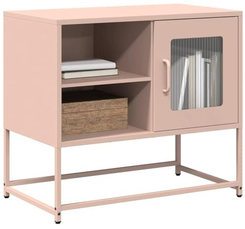 LAPOOH TV-Schrank Rosa 68x39x60,5 cm Stahl, TV Lowboard, Fernsehschrank, Fernsehtisch, Fernseher Schrank, TV Sideboard, TV Board, TV Cabinet, TV Bank, TV Kommode - 853387