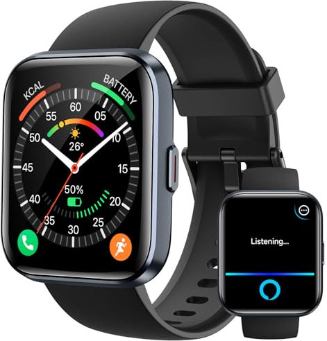 Woneligo Smartwatch Herren Damen mit Telefonfunktion, 1.8 Schrittzähler Uhr Herren mit Alexa eingebaute,24H Herzfrequenz,SpO2,Schlaf,IP68 Wasserdicht, 100+ Sportmodi Fitnessuhr Damen für Android iOS