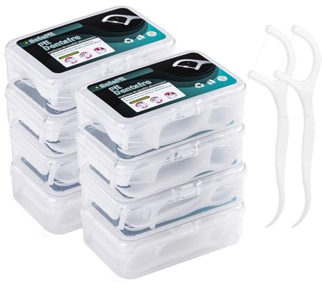 400 pièces Fil dentaire SoieFil, fourchette interdentaire, avec récipient hygiénique et portable. Soins dentaires pour toute la famille.