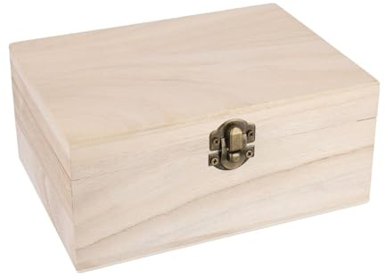 JoyousMall Unlackierte Boxen mit Scharnierdeckeln, dekorative quadratische Aufbewahrungsboxen aus Holz für Schmuck, Schmuckstücke und Bastelkunst (L)