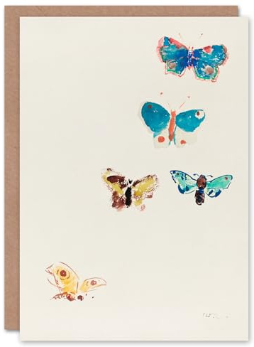 Artery8 Odilon Redon Art Card Five Butterflies Watercolour Painting