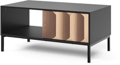 Vicco Couchtisch Eliza, Schwarz/Eiche, 90 x 50 cm mit Schublade