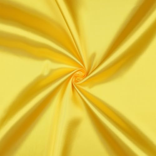 VmG-Store Satin Stoff 2m x 146cm Coupon Satinstoff Keine Meterware seidig Polyester zum Nähen glänzender Dekostoff für Kleidung Vorhänge Kostüme Damen Kleid Rock (008 Gelb)