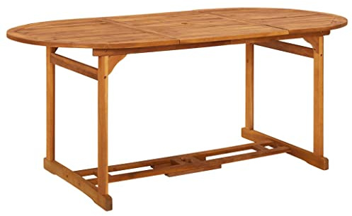 Qnhdfrt Massivholz Akazie Gartentisch Esstisch 180x90x75 cm Rustikaler Design Handgefertigt mit Einzigartiger Maserung für Garten Terrasse Hof