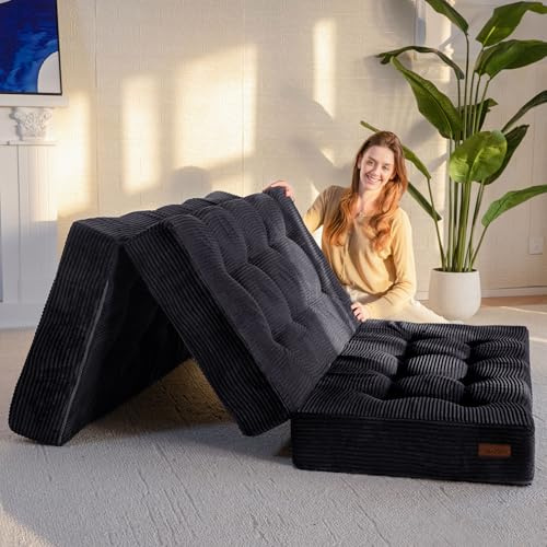 MAXYOYO Klappmatratze Doppelbett, Bequemes Faltmatratze, Memory Schaumstoff Extra Dickes 15cm, 3-Teilige Gästematratze für Gästebett, Bodenmatratze Klappbar für Wohnzimmer, 135x190