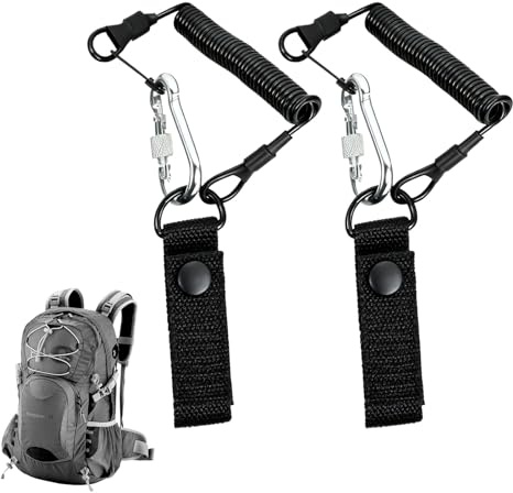2x Tactical Lanyard Paracord, RSG Halterung Polizei Koppel mit 4 Karabiner, Elastische Spiralkabel Polizei Ausrüstung, Schwarz Schlüsselband Schlüsselanhänger für Polizei Bundeswehr Rettungsschere