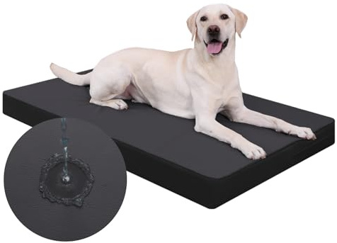 Orthopädisches Hundebett Grosse Hunde, Wasserdicht Kunstleder Hundekissen | 119x73cm, Abnehmbare Hundematratze für große Hunde, Komfortable & Kühlende Hundematte für Innen- und Außenbereich, Schwarz