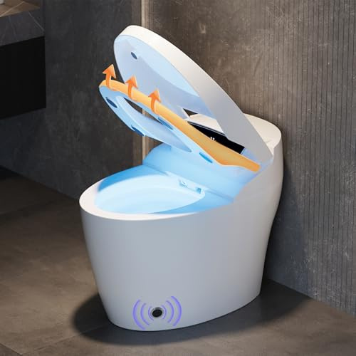 Homary WC Giapponese Intelligente con Bidet Incorporato, Bianco, 4.84 L/Scarico, Sedile Riscaldato e Funzioni Regolabili, Scarico a Sifone, Coperchio Manuale e Scarico Orizzontale, J021123584