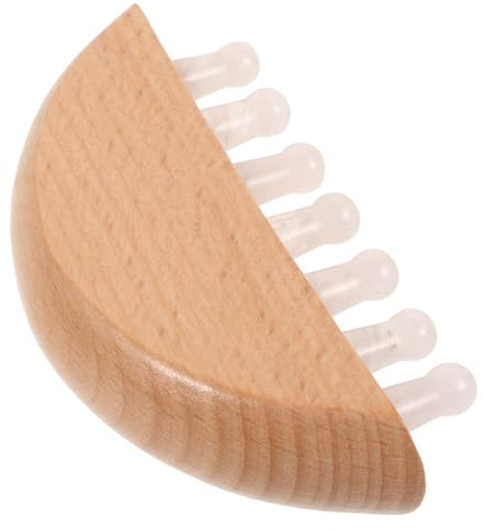 NULYLU Peigne de Massage en Quartz Rose Peigne à Dents Larges 7 Dents en Bois pour Cuir Chevelu Masseur de Cheveux Bouclés Antistatique Outil de Soin Capillaire