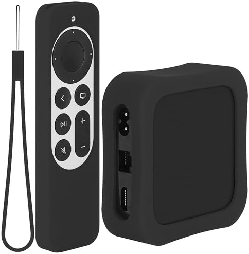 Geekria Protective Case Compatible with Apple TV 4K (3rd Generation) - Lightweight (Anti Slip) Shockproof Silicone Cover (Black)