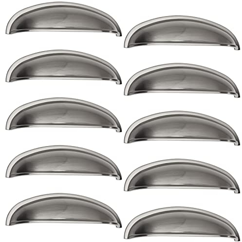 SOTECH 10 piezas Tiradores de concha NICK aspecto acero inoxidable Distancia entre agujeros 96 mm Tiradores de boticario Tiradores de cocina