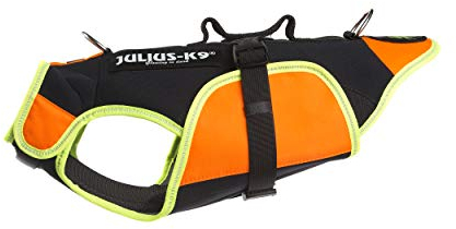 Julius-K9, IDC Multifunktionale Hundeweste 3in1, Größe: S, Schwarz und UV Orange