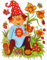 alles-meine.de GmbH 1 Stück großes Fensterbild - Kleiner Zwerg mit Schmetterlingen & Blumen - Tiere nostalgisch - statisch haftend - selbstklebend + wiederverwendbar/Stic..